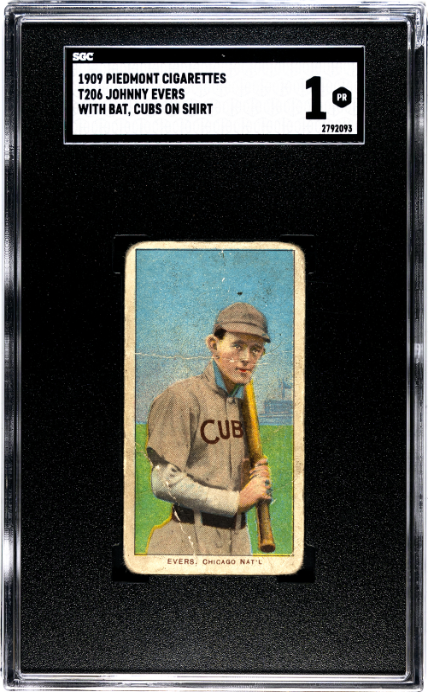 T206 Johnny Evers Cubs on Shirt Piedmont SGC 1 SN 2792093