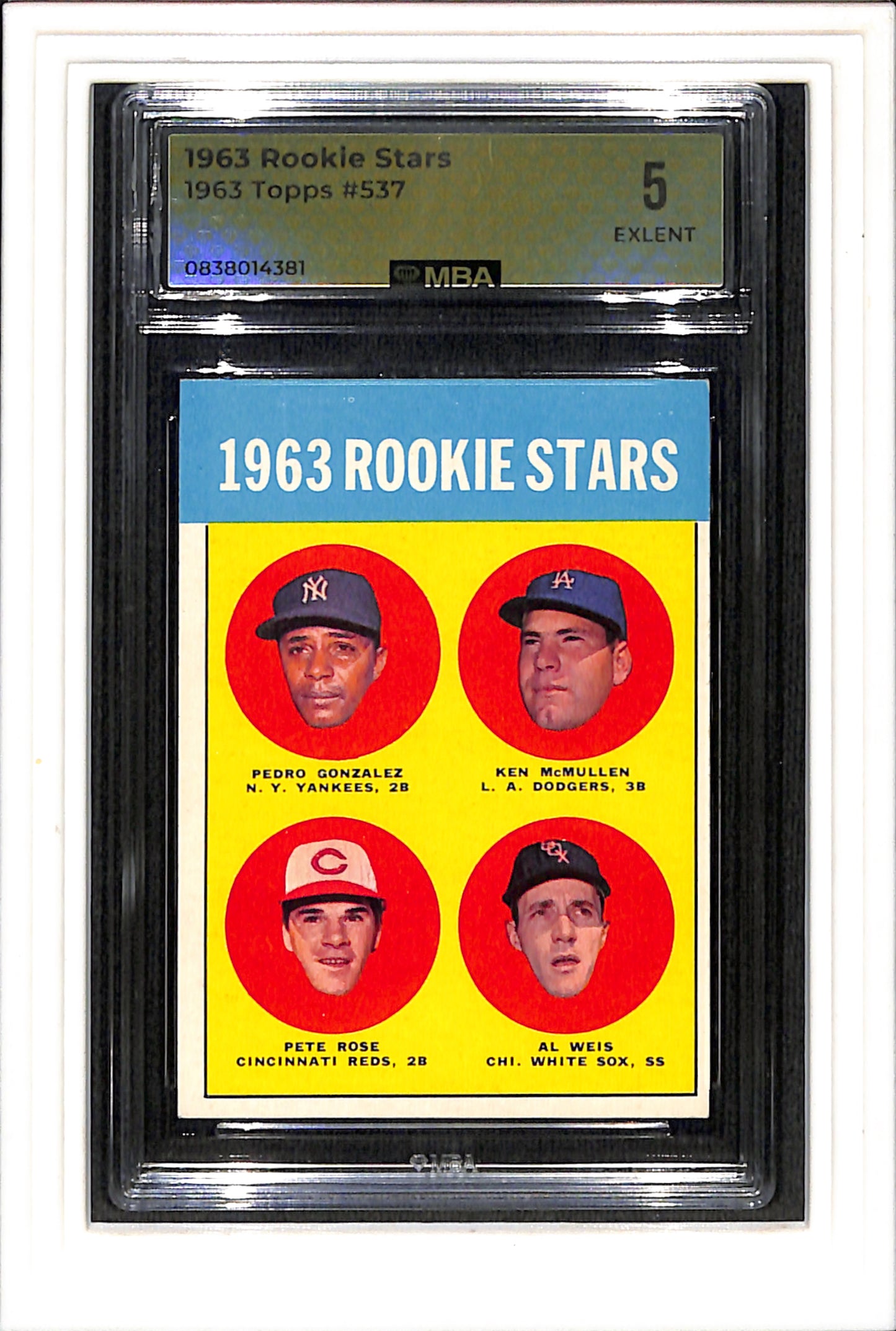 1963 Topps #537 1963 Rookie Stars Pete Rose MBA 5 SN 838014381