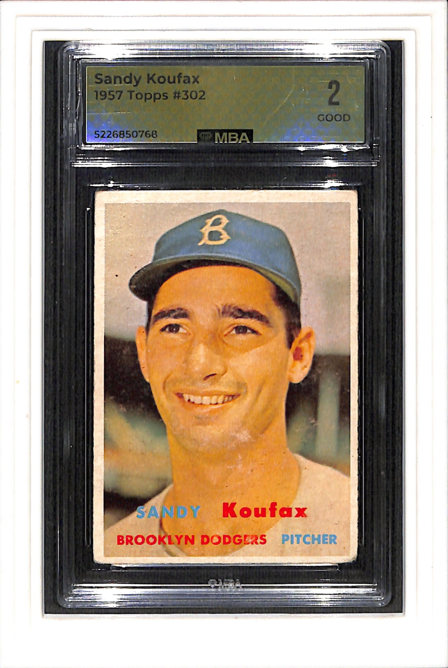 1957 Topps #302 Sandy Koufax MBA 2 SN 5226850768