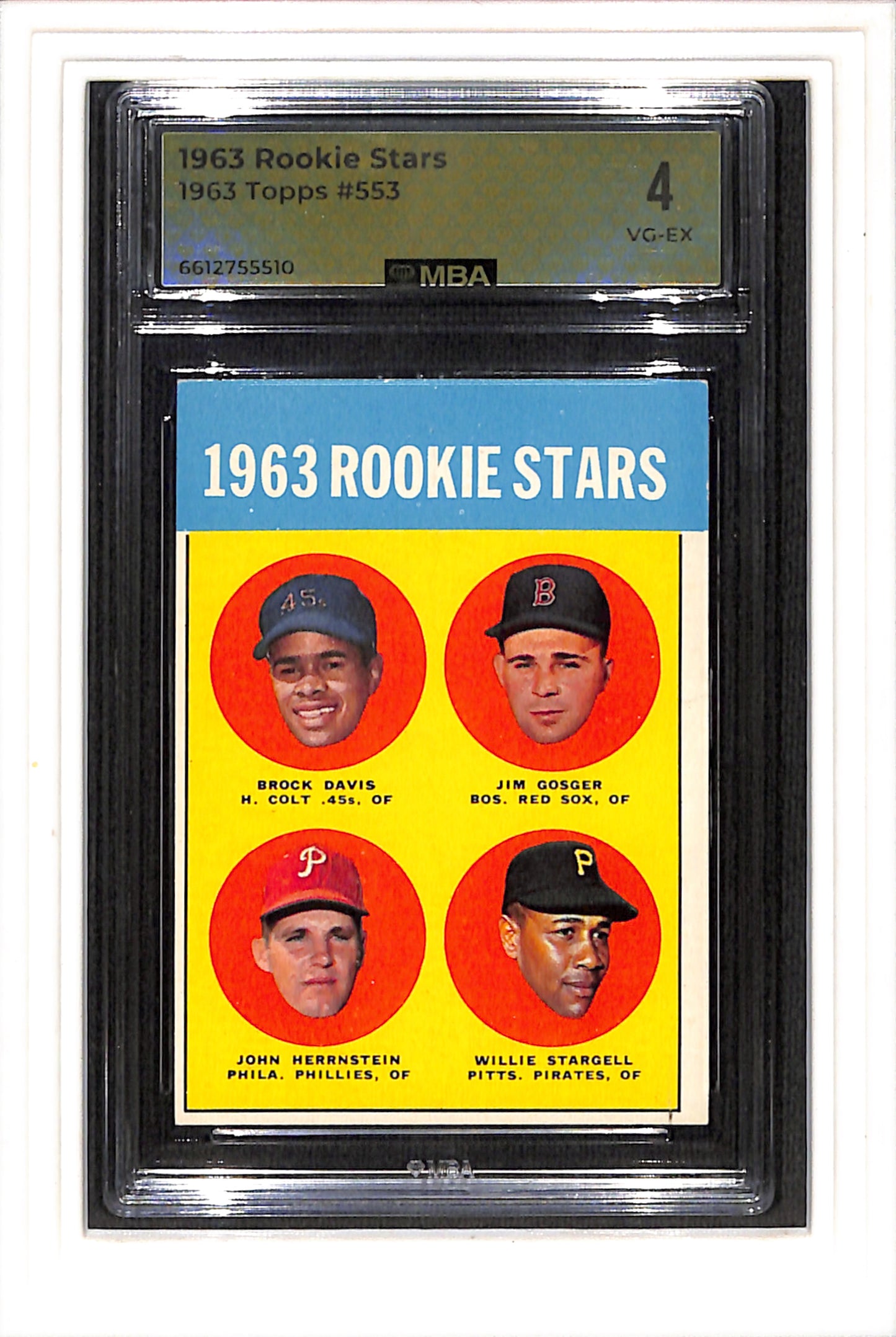 1963 Topps #553 1963 Rookie Stars Willie Stargell MBA 4 SN 6612755510