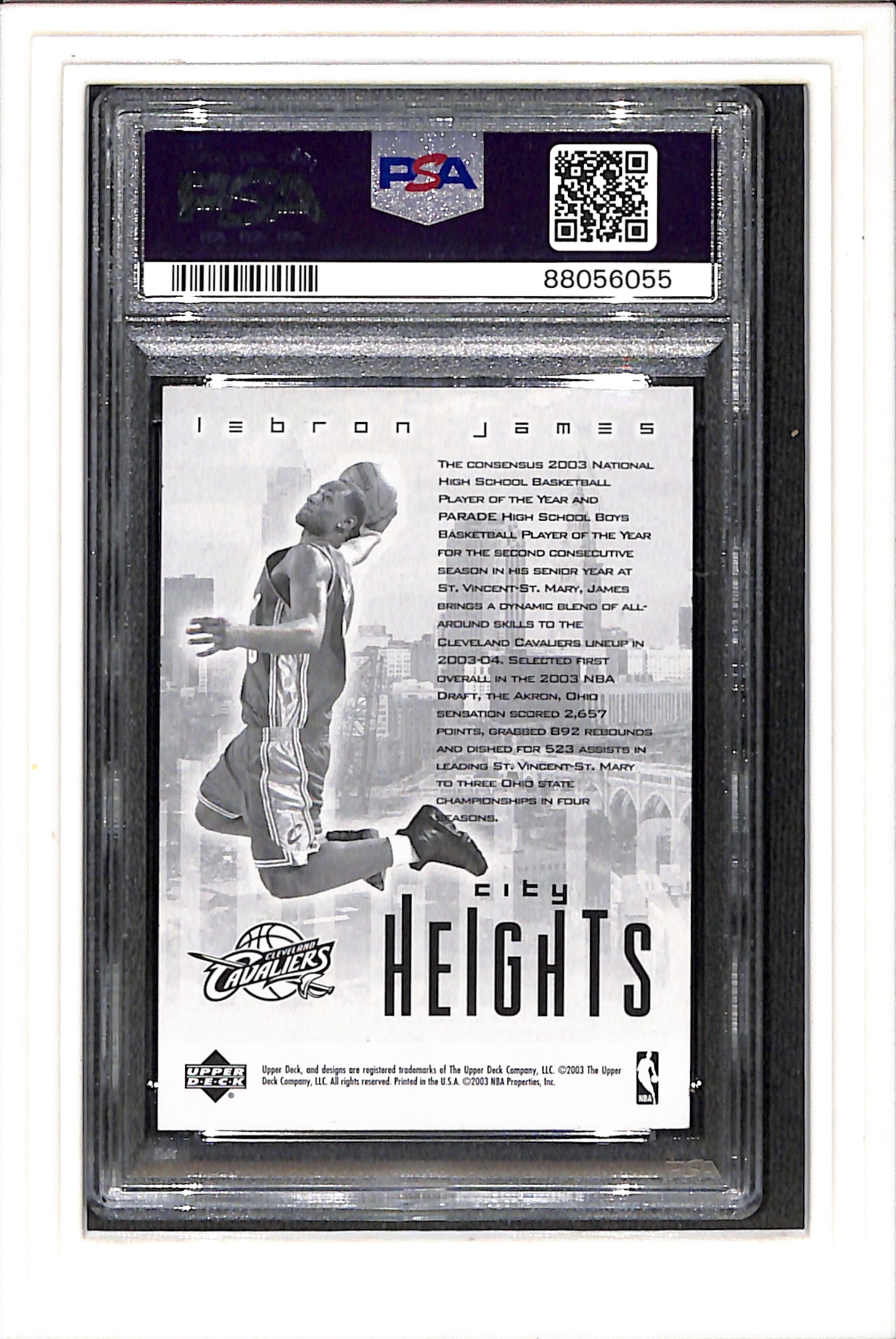 2003 Upper Deck Redemption Special Lebron James PSA 9 SN 88056055