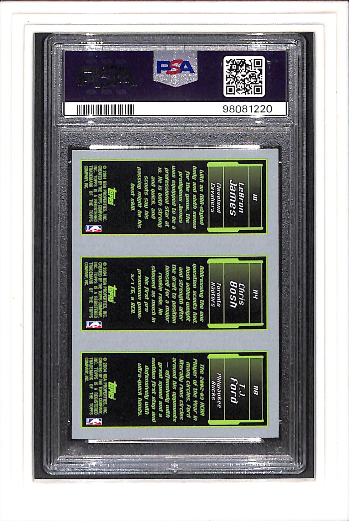 2003 Topps Rookie Matrix # T.J. Ford/C.Bosh L.James PSA 9 SN 98081220