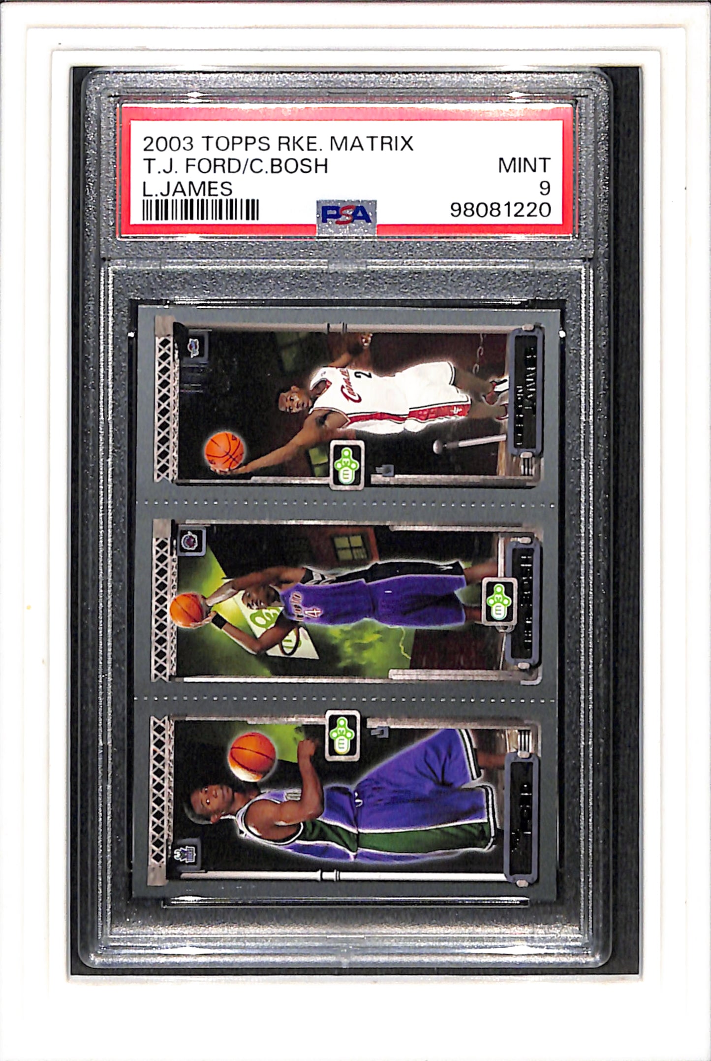 2003 Topps Rookie Matrix # T.J. Ford/C.Bosh L.James PSA 9 SN 98081220