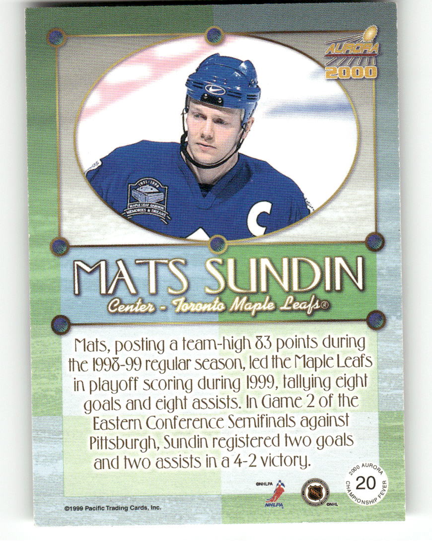1999-00 Pacific Aurora #20 Mats Sundin Toronto Maple Leafs EX CS26017146
