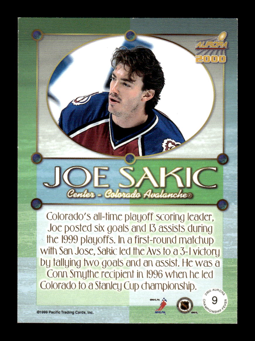1999-00 Pacific Aurora #9 Joe Sakic Colorado Avalanche EX CS26017158