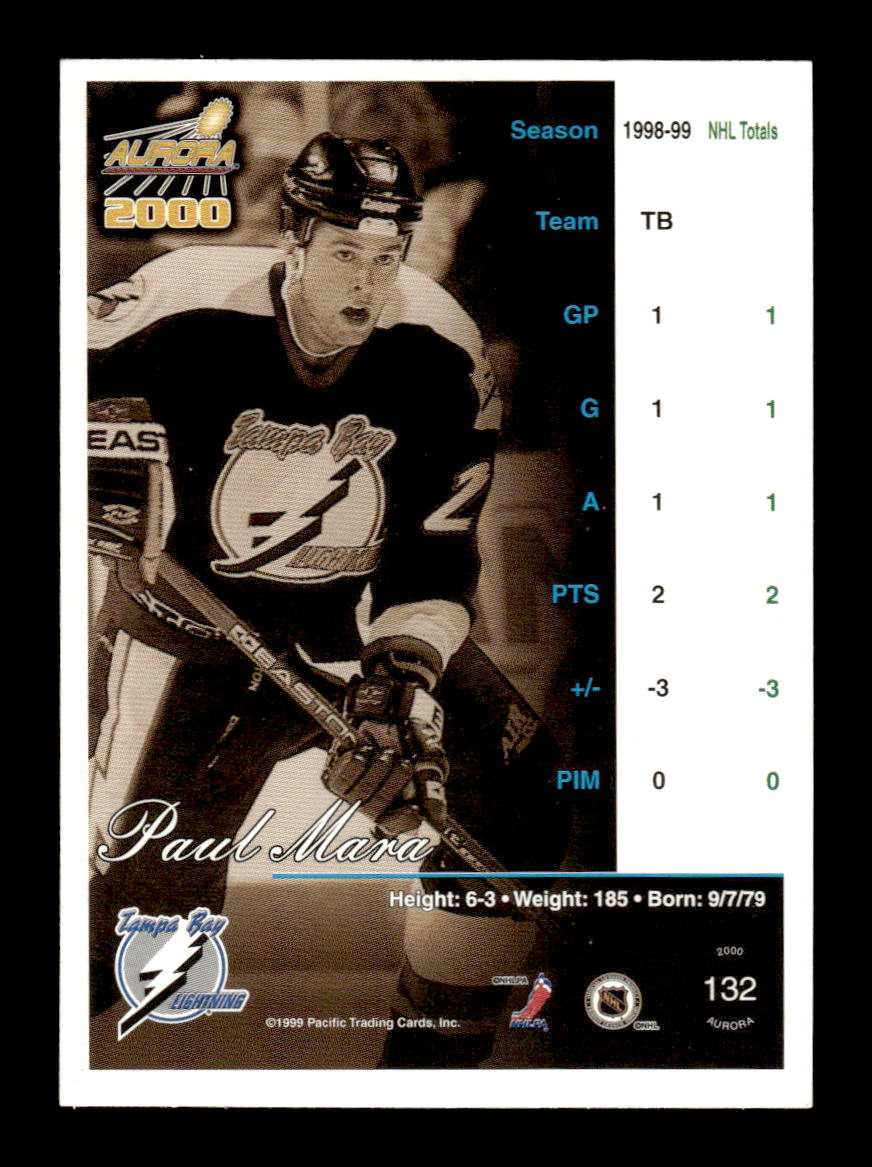 1999-00 Pacific Aurora #132 Paul Mara Tampa Bay Lightning EX CS26017174
