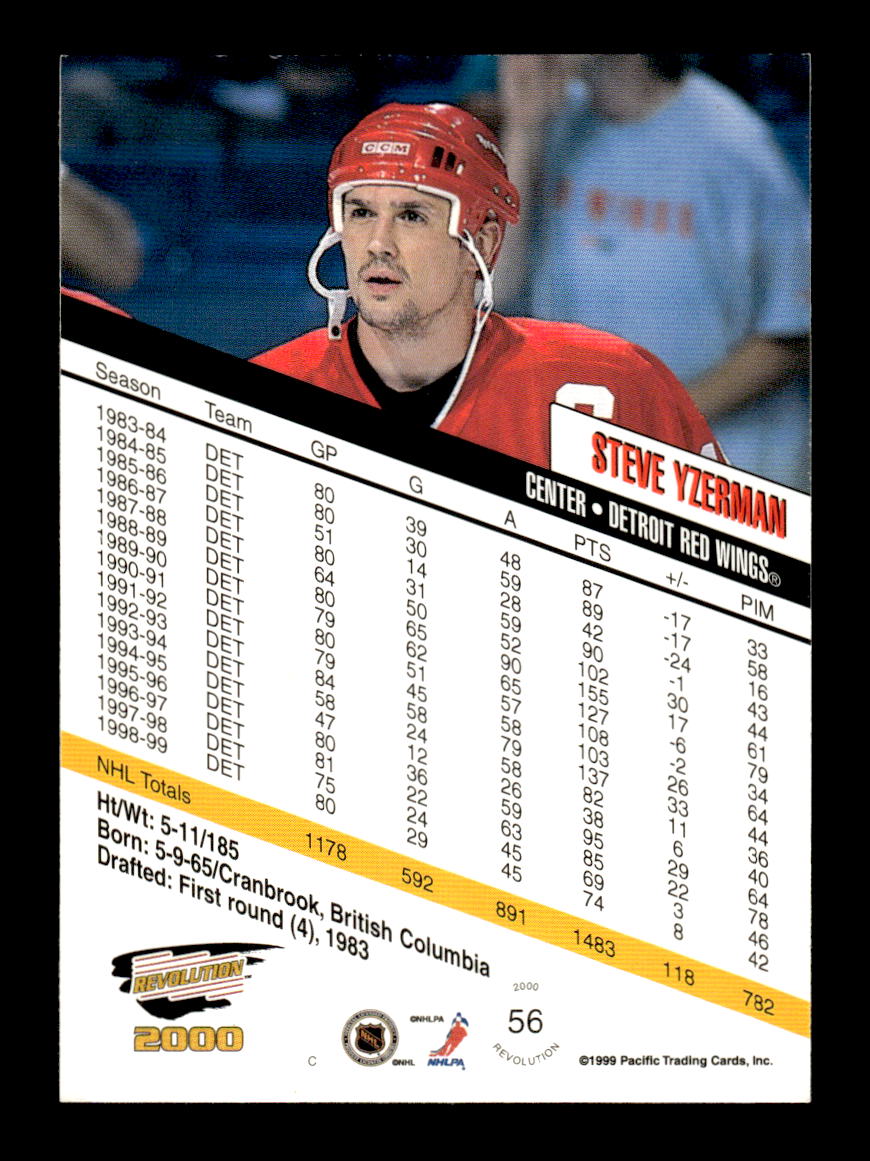 1999-00 Pacific Revolution #56 Steve Yzerman Detroit Red Wings EX CS26017187