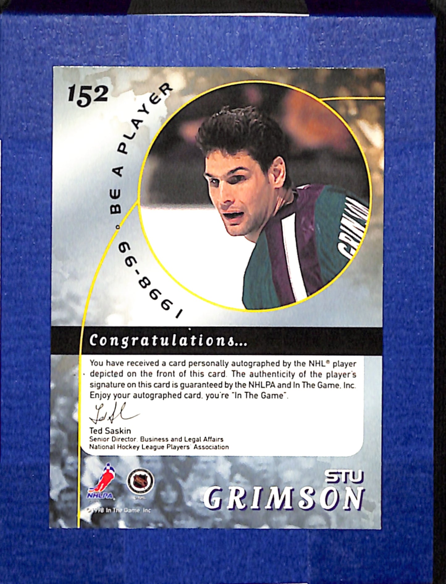1998-99 Be a Player #152 Stu Grimson Anaheim Mighty Ducks EXMT CS26017216
