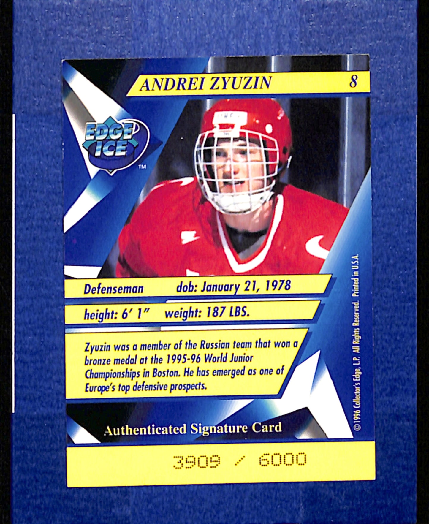 1996 Edge Ice Future Legends #8 Andrei Zyuzin Russia EXMT CS26017222