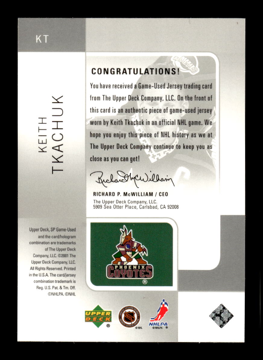2000-01 SP Game Used #KT Keith Tkachuk Phoenix Coyotes EX CS26017250