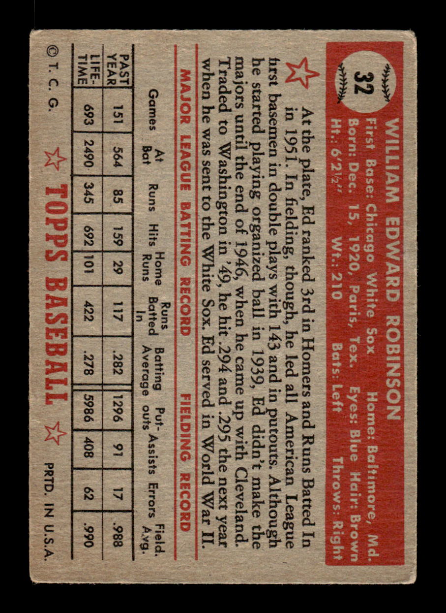 1952 Topps #32 Eddie Robinson Chicago White Sox LOW GRADE CS26017307