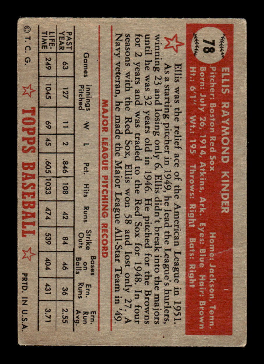1952 Topps #78 Ellis Kinder Boston Red Sox LOW GRADE CS26017334