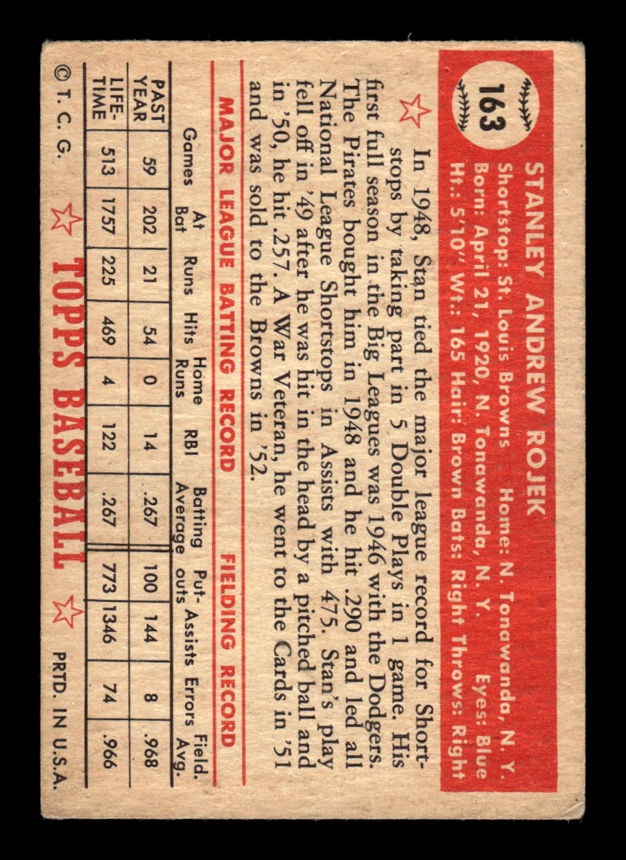 1952 Topps #163 Stan Rojek St. Louis Browns LOW GRADE CS26017355