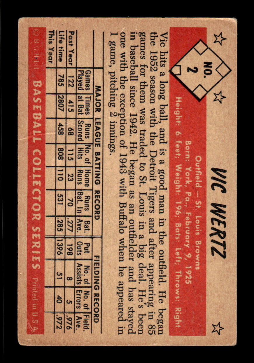 1953 Bowman Color #2 Vic Wertz St. Louis Browns LOW GRADE CS26017373