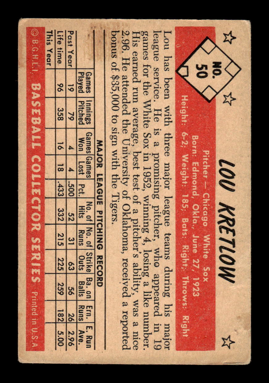 1953 Bowman Color #50 Lou Kretlow Chicago White Sox LOW GRADE CS26017377