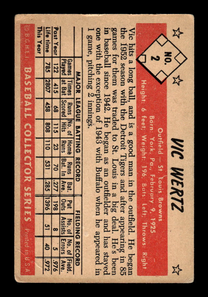1953 Bowman Color #2 Vic Wertz St. Louis Browns LOW GRADE CS26017386