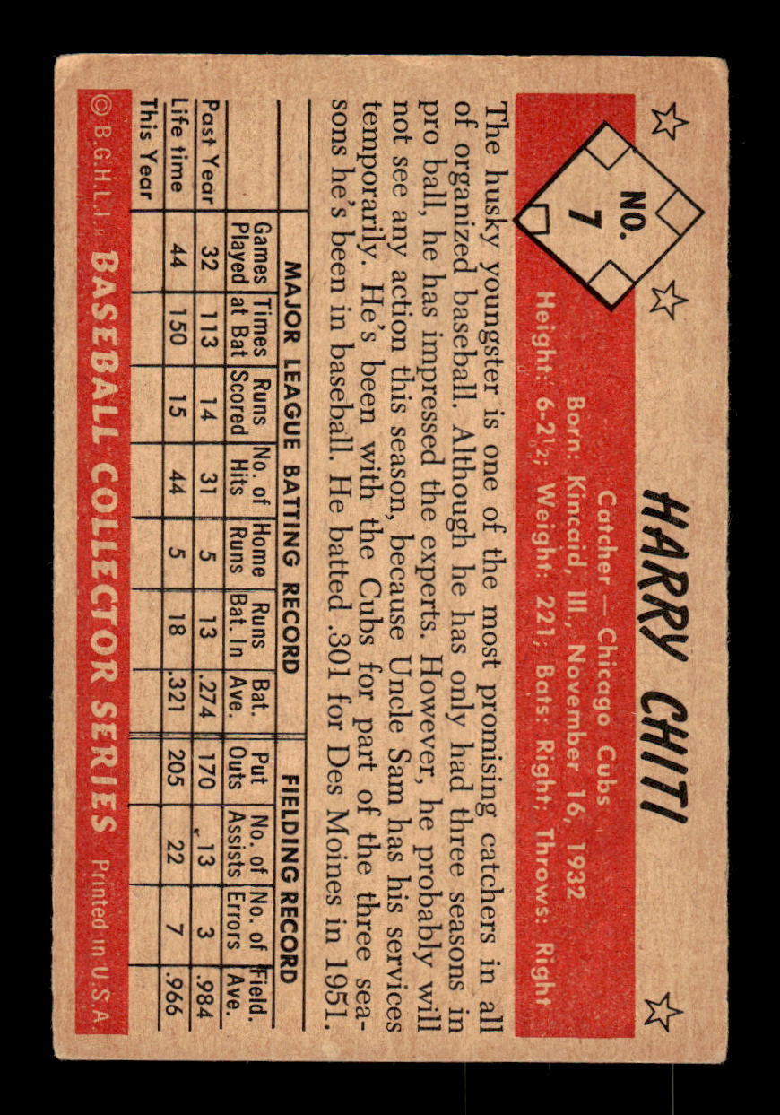 1953 Bowman Color #7 Harry Chiti Chicago Cubs LOW GRADE CS26017389