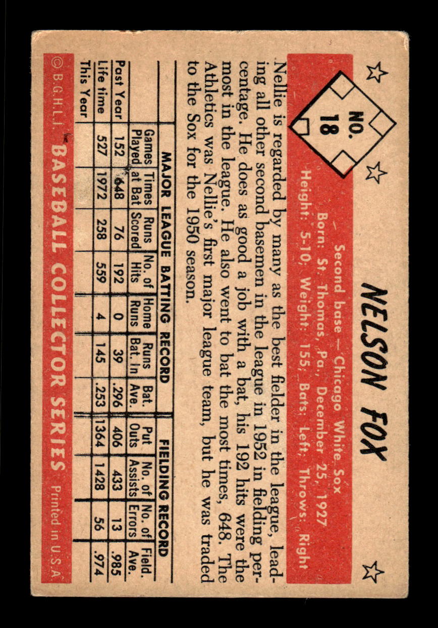 1953 Bowman Color #18 Nelson Fox Chicago White Sox LOW GRADE CS26017395