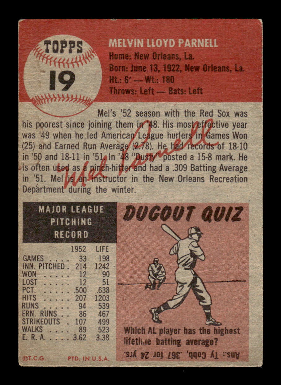 1953 Topps #19 Mel Parnell Boston Red Sox LOW GRADE CS26017408