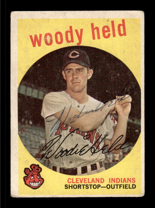 1959 Topps #266b Woodie Held Cleveland Indians SIGNED ON CARD CS26017554