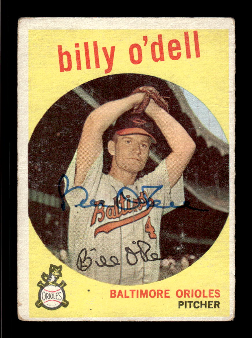 1959 Topps #250b Billy O'Dell Baltimore Orioles SIGNED ON CARD CS26017555
