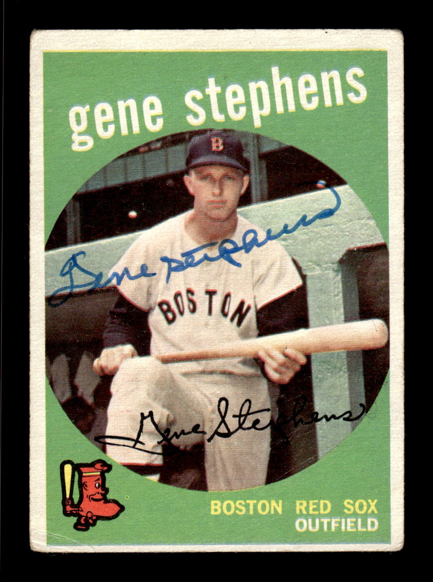 1959 Topps #261a Gene Stephens Boston Red Sox SIGNED ON CARD CS26017557