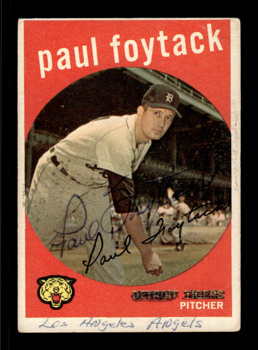 1959 Topps #233a Paul Foytack Detroit Tigers SIGNED ON CARD CS26017560