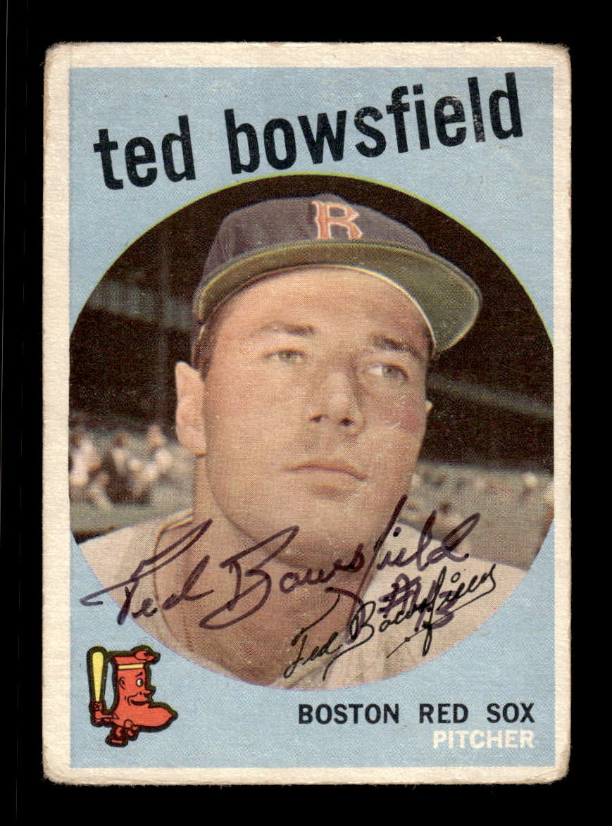 1959 Topps #236a Ted Bowsfield Boston Red Sox SIGNED ON CARD CS26017562
