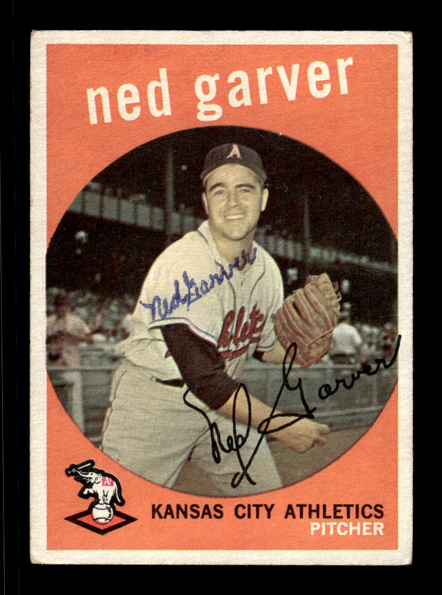 1959 Topps #245b Ned Garver Kansas City Athletics SIGNED ON CARD CS26017563