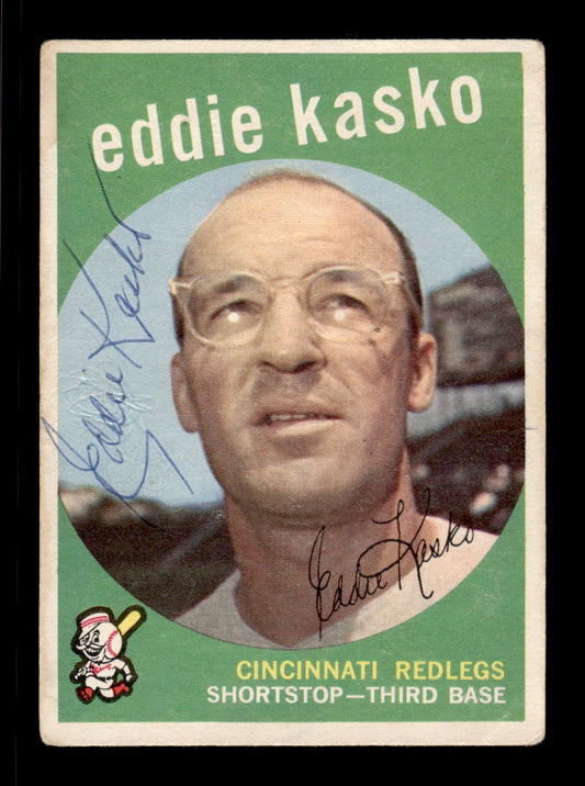 1959 Topps #232a Eddie Kasko Cincinnati Redlegs SIGNED ON CARD CS26017566