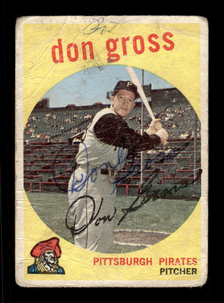 1959 Topps #228a Don Gross Pittsburgh Pirates SIGNED ON CARD CS26017567