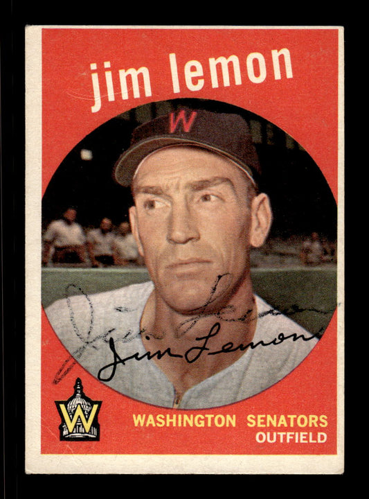 1959 Topps #215a Jim Lemon Washington Senators SIGNED ON CARD CS26017569