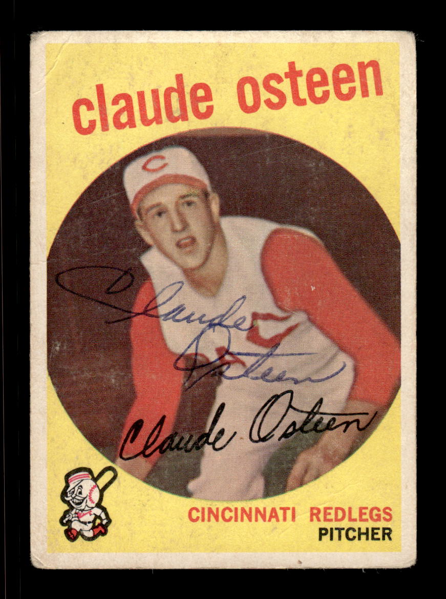 1959 Topps #224b Claude Osteen Cincinnati Redlegs SIGNED ON CARD CS26017571