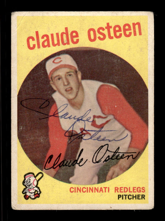 1959 Topps #224b Claude Osteen Cincinnati Redlegs SIGNED ON CARD CS26017571
