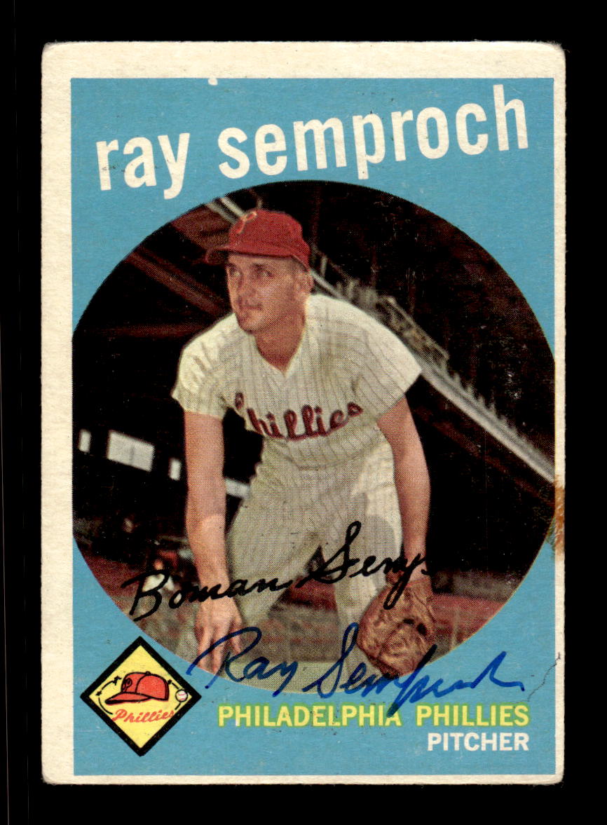 1959 Topps #197 Ray Semproch Philadelphia Phillies SIGNED ON CARD CS26017572
