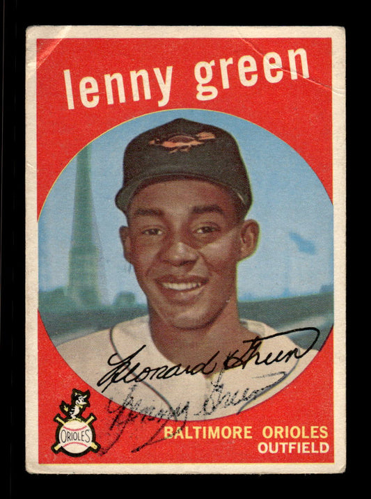 1959 Topps #209b Lenny Green Baltimore Orioles SIGNED ON CARD CS26017574