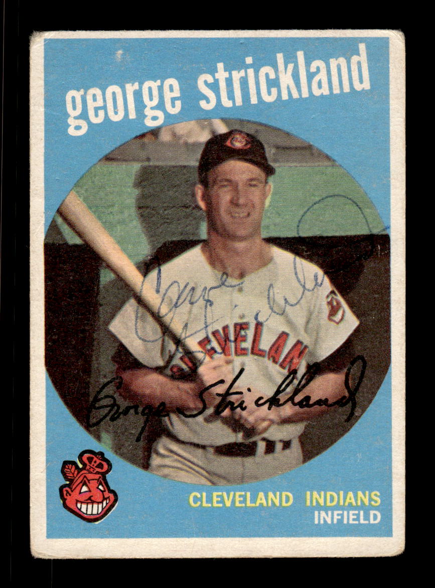 1959 Topps #207a George Strickland Cleveland Indians SIGNED ON CARD CS26017576