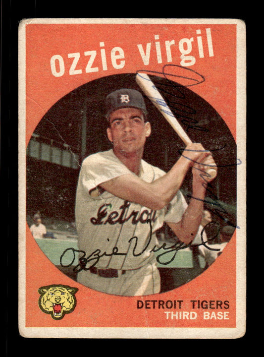 1959 Topps #203b Ozzie Virgil Detroit Tigers SIGNED ON CARD CS26017577