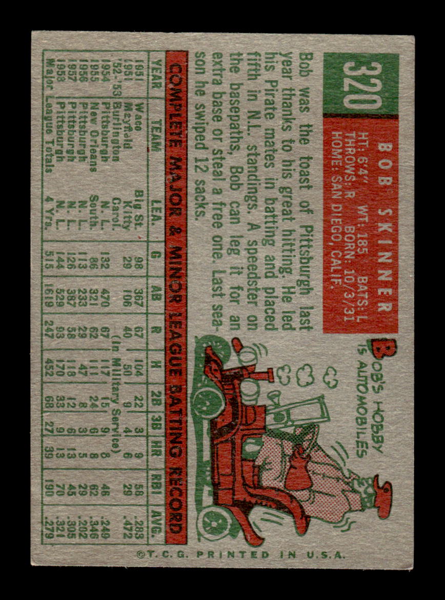 1959 Topps #320 Bob Skinner Pittsburgh Pirates SIGNED ON CARD CS26017579