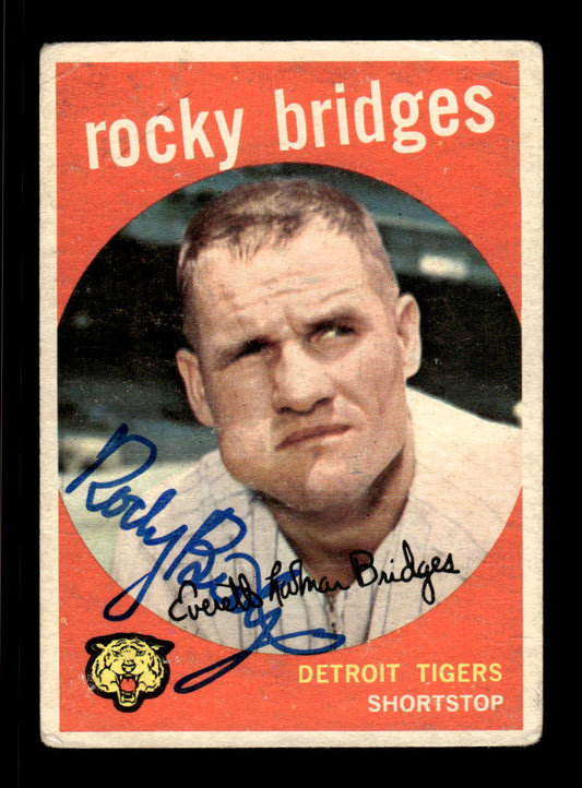 1959 Topps #318 Rocky Bridges Detroit Tigers SIGNED ON CARD CS26017586