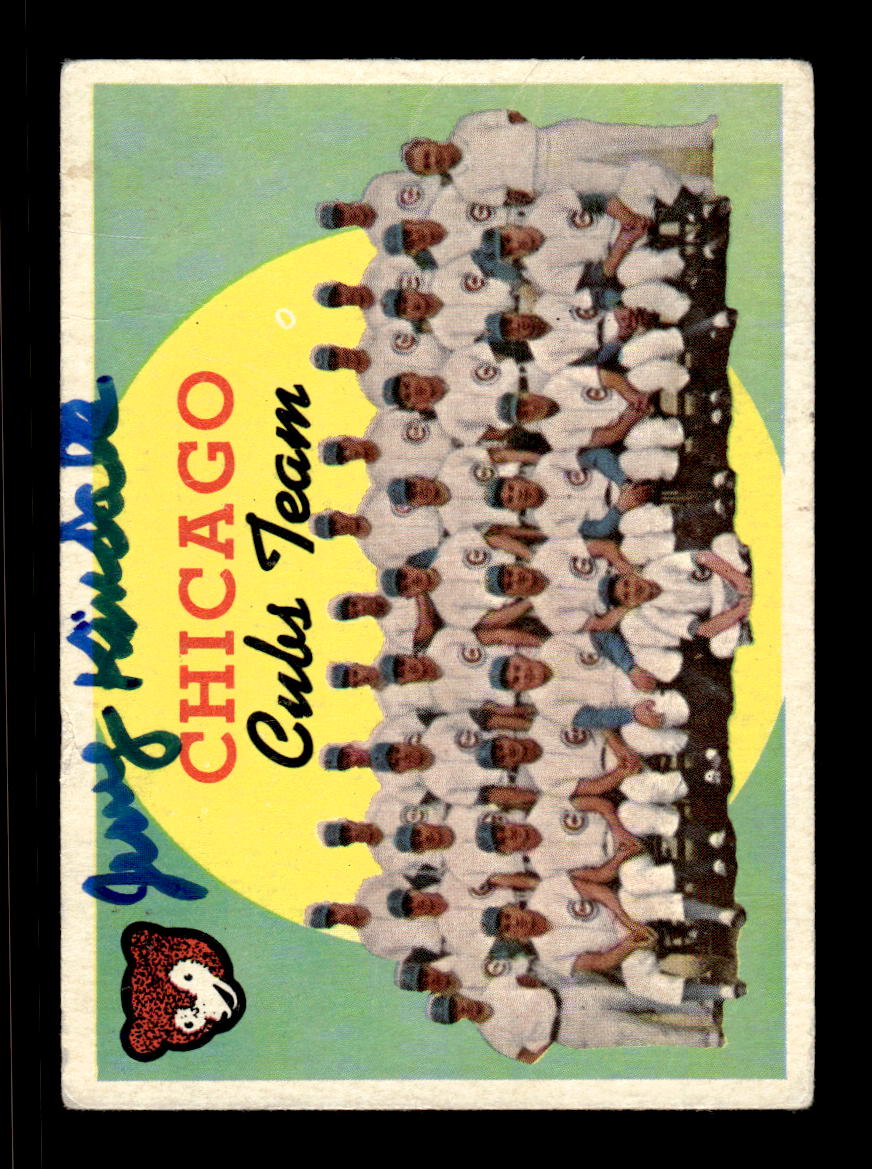 1959 Topps #304 Cubs Team Jerry Kindall SIGNED ON CARD CS26017588