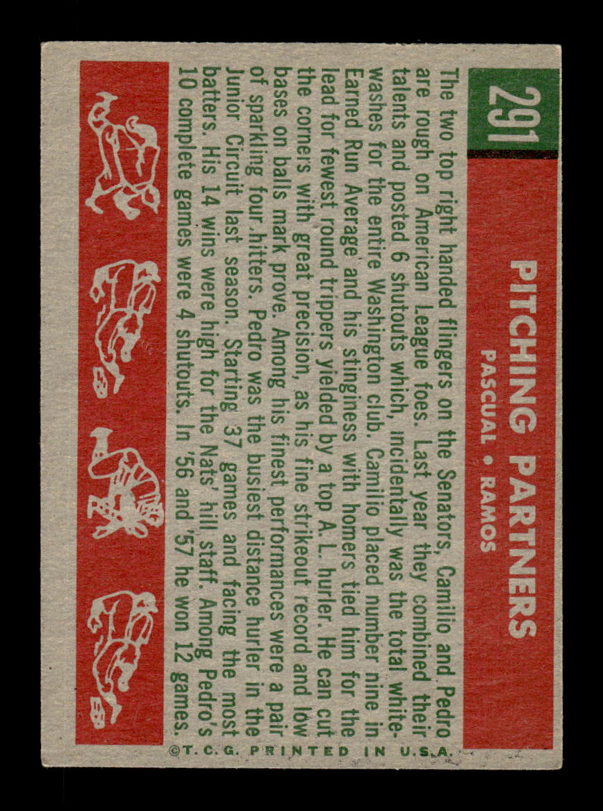 1959 Topps #291 Pitching Partners Ramos Pascual SIGNED ON CARD CS26017592