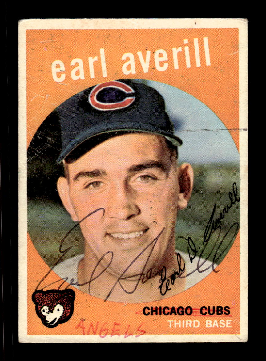 1959 Topps #301 Earl Averill Chicago Cubs SIGNED ON CARD CS26017593