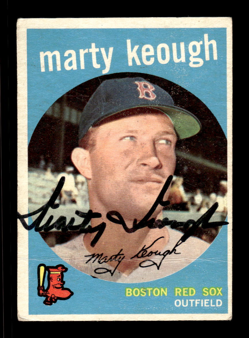 1959 Topps #303 Marty Keough Boston Red Sox SIGNED ON CARD CS26017595