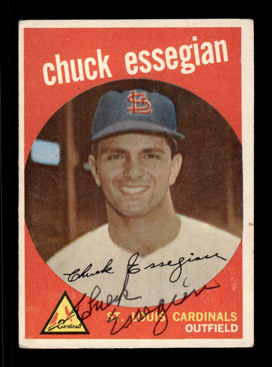 1959 Topps #278a Chuck Essegian St. Louis Cardinals SIGNED ON CARD CS26017599
