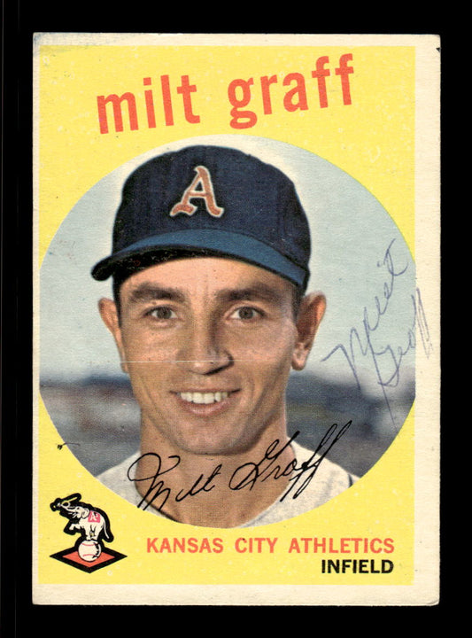 1959 Topps #182 Milt Graff Kansas City Athletics SIGNED ON CARD CS26017612
