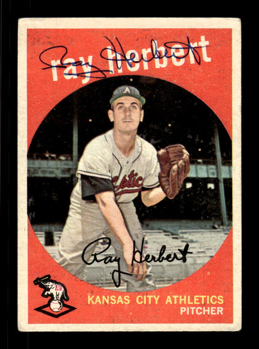1959 Topps #154 Ray Herbert Kansas City Athletics SIGNED ON CARD CS26017618