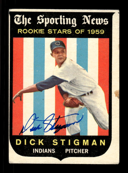 1959 Topps #142 Dick Stigman Cleveland Indians SIGNED ON CARD CS26017622