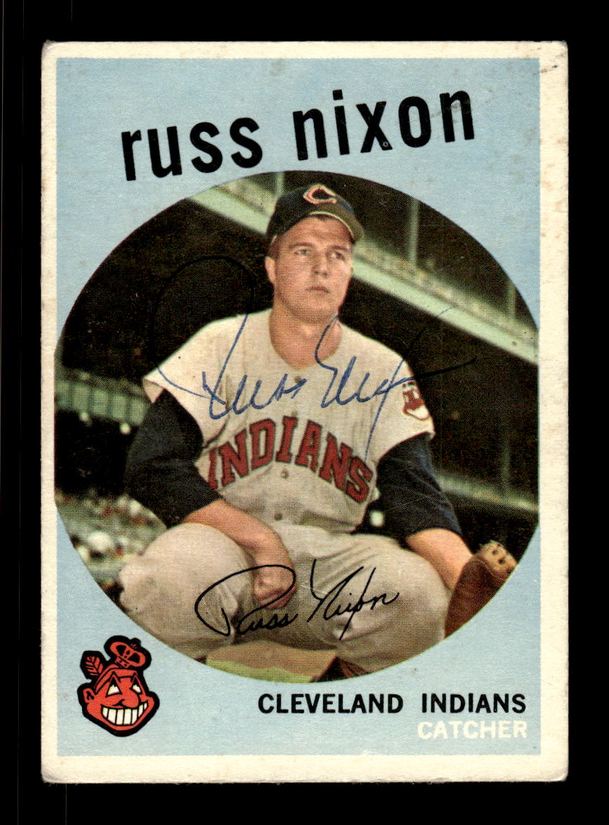 1959 Topps #344 Russ Nixon Cleveland Indians SIGNED ON CARD CS26017623