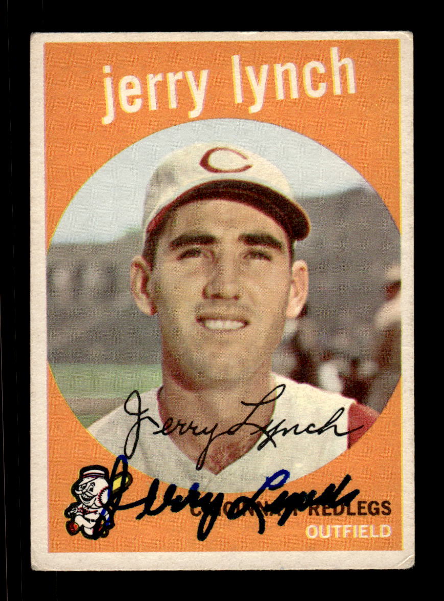 1959 Topps #97 Jerry Lynch Cincinnati Redlegs SIGNED ON CARD CS26017628